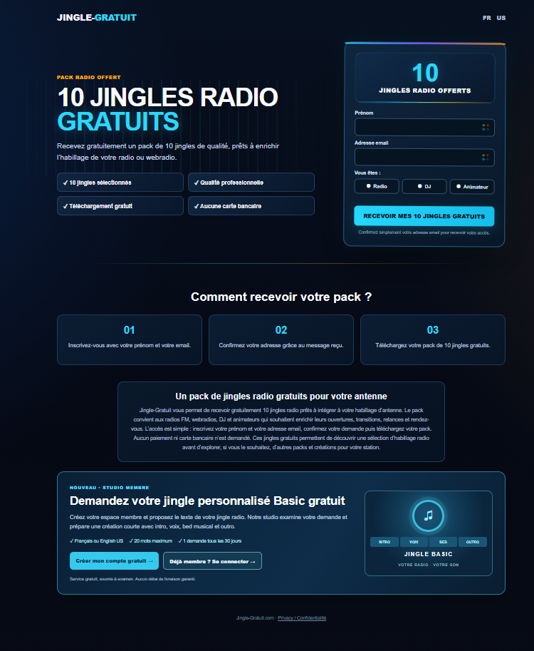 One page jingle gratuit